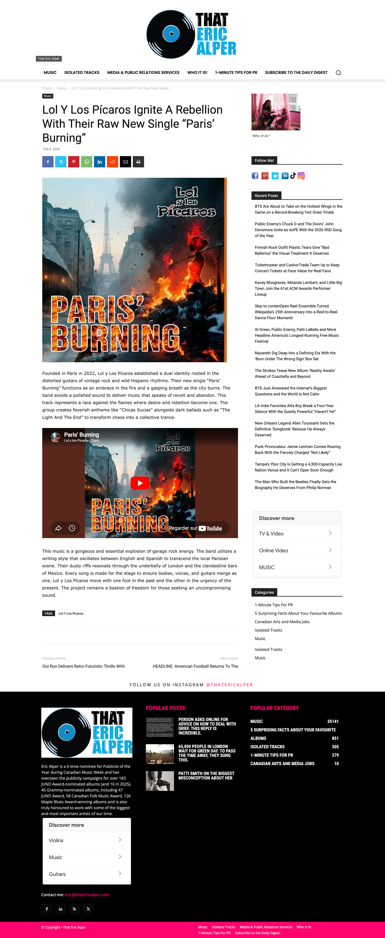 Lol Y Los Pícaros Ignite A Rebellion With Their Raw New Single “Paris’ Burning”